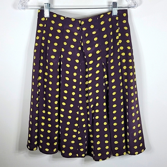 J.Crew Womens Pleated Skirt Brown Yellow Sinburst Lined Sz 0 $98.00 NWT - Picture 8 of 9